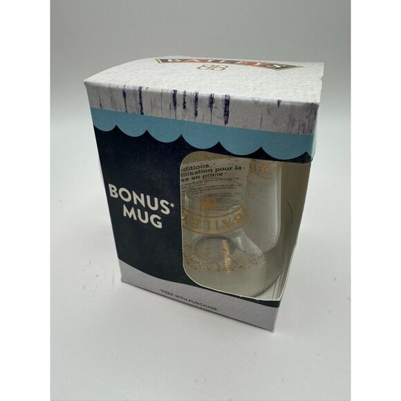 Baileys Irish Cream Liquor Clear Glass Coffee Tea Mug Cup Gold Paint Logo NIB - Picture 1 of 4